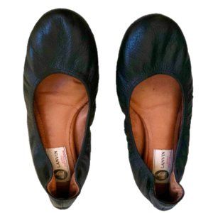 Lanvin Leather Round Toe Black Ballet Flats - Sz 8
